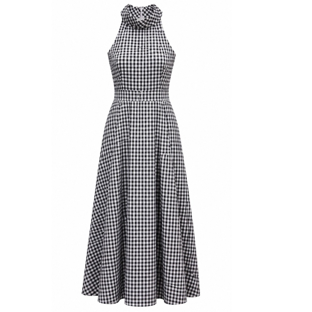 1901 Gingham Women's size 8 Halter Dress Classic Coastal Career Wedding Guest